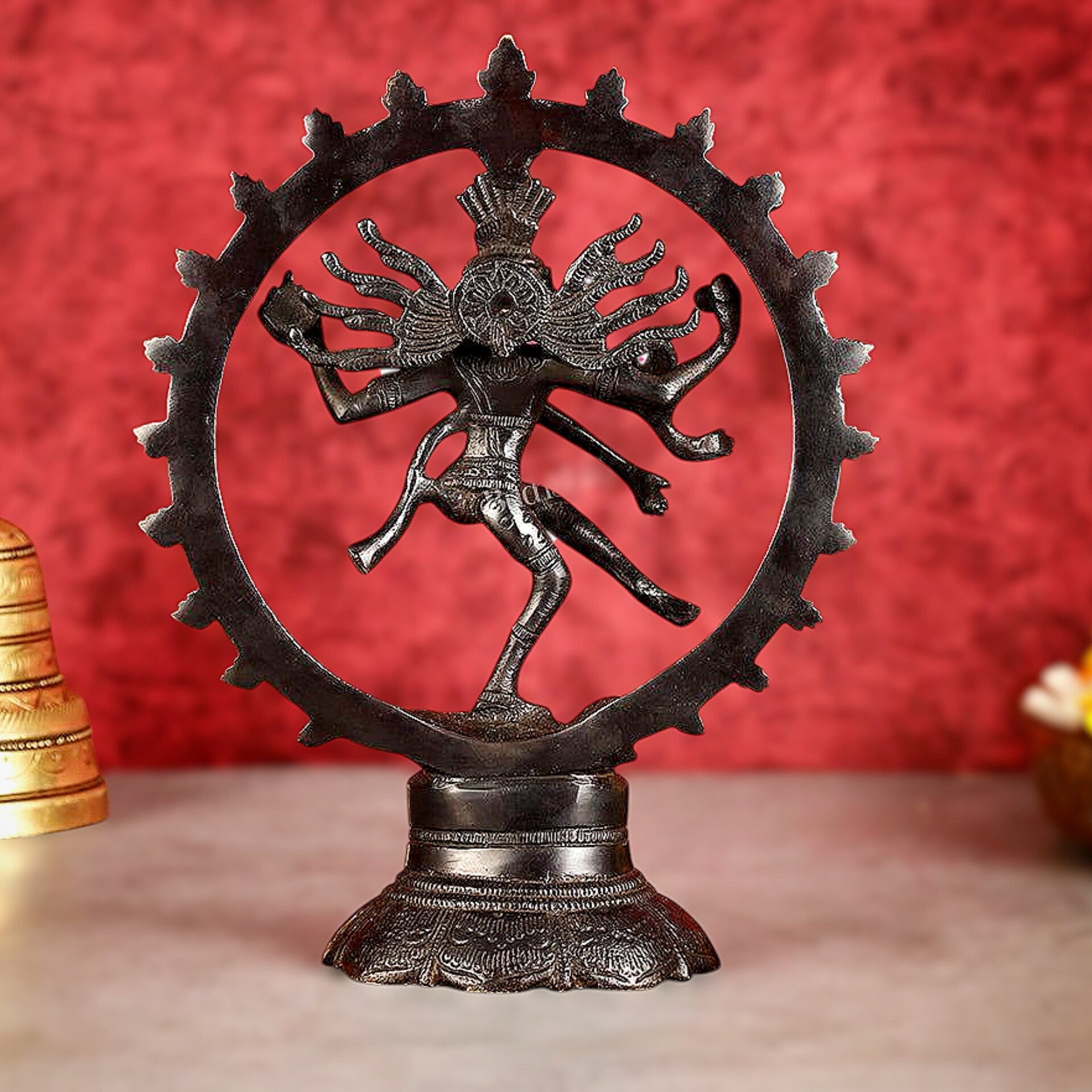 Brass Superfine Nataraja Idol - 7.5 Inch black - Budhshiv.com