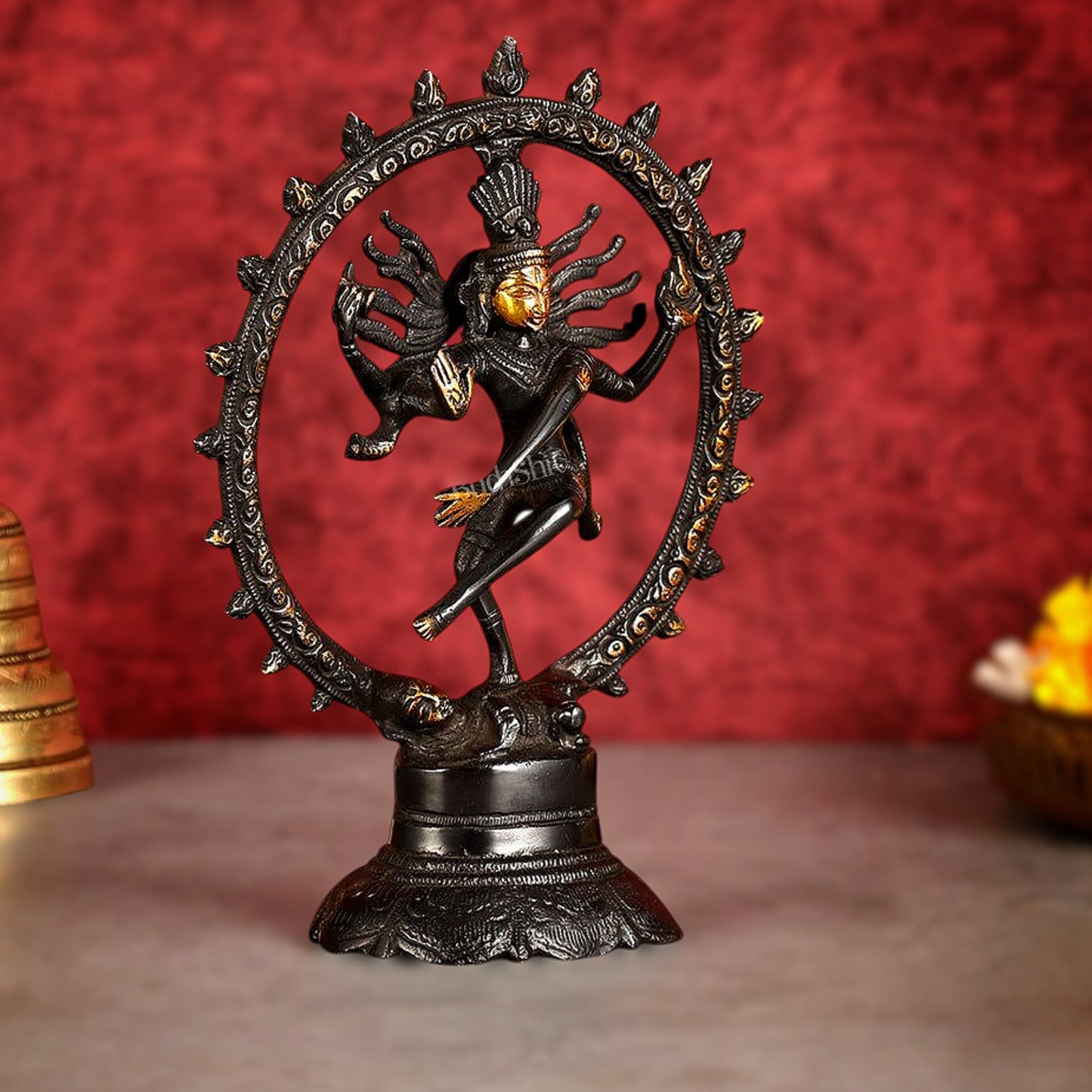 Brass Superfine Nataraja Idol - 7.5 Inch black - Budhshiv.com