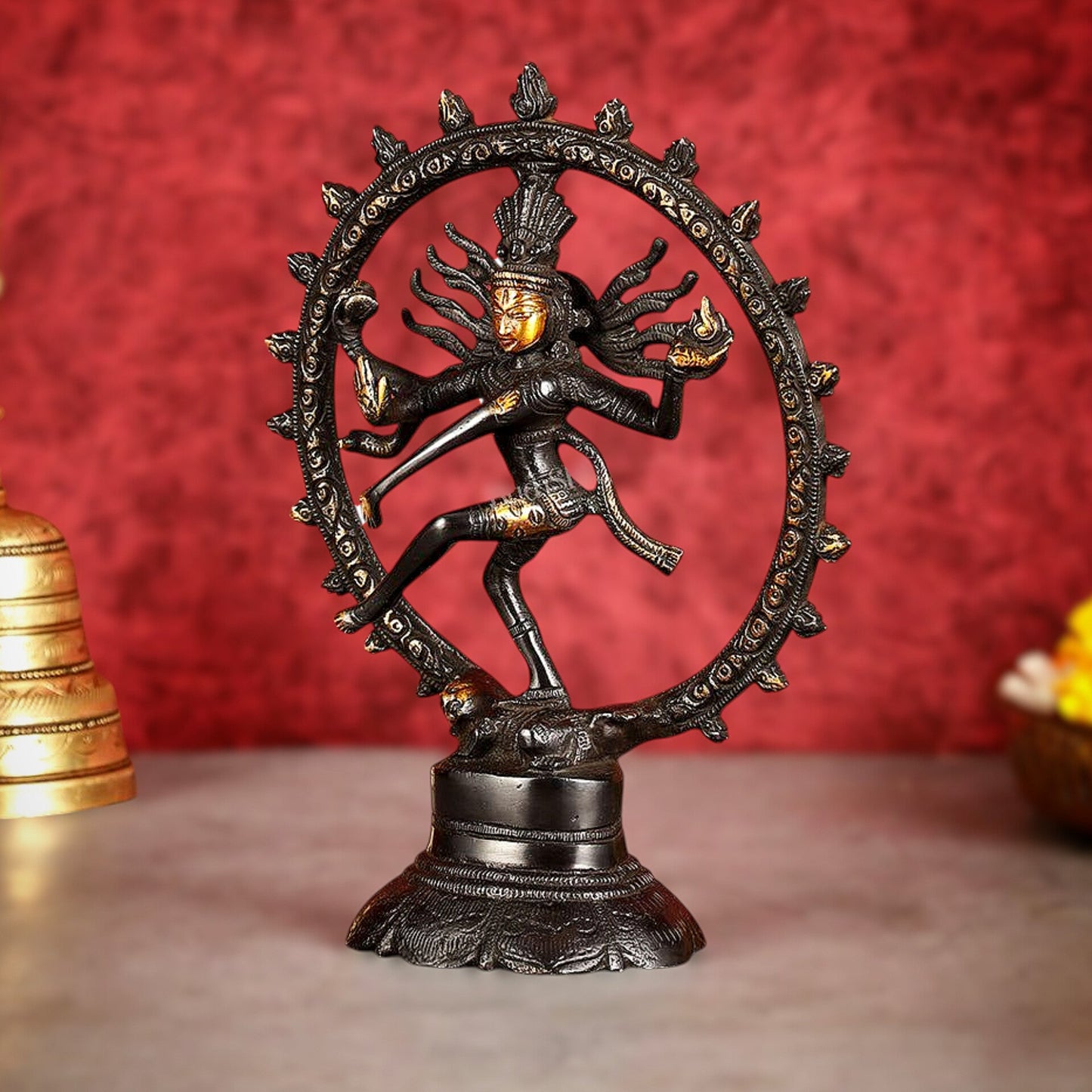 Brass Superfine Nataraja Idol - 7.5 Inch black - Budhshiv.com