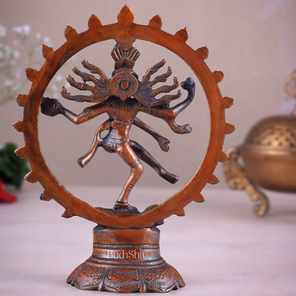 Brass Superfine Nataraja Idol - 7.5 Inch light orange tone - Budhshiv.com