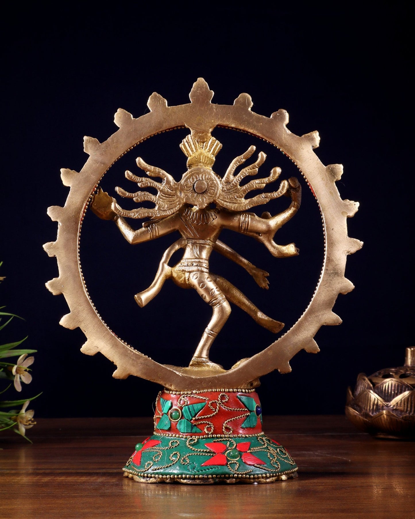 Brass Superfine Nataraja Idol - 7.5 Inch stonework - Budhshiv.com