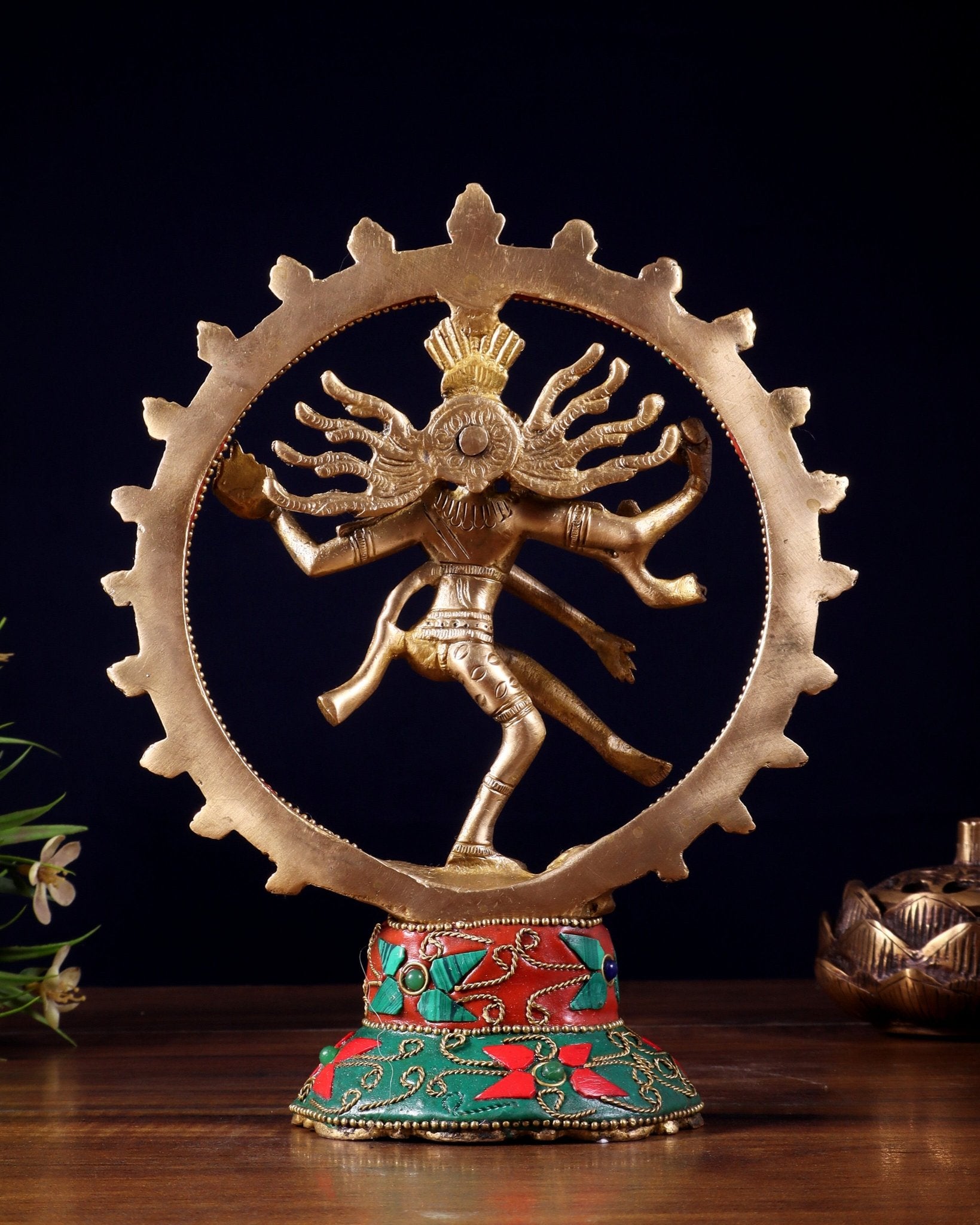 Brass Superfine Nataraja Idol - 7.5 Inch stonework - Budhshiv.com