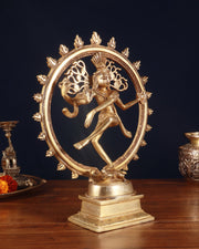 Brass Superfine Nataraja Statue - 11.5" enhanced Sculpture - Budhshiv.com