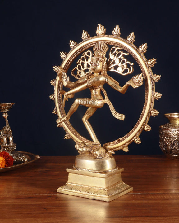 Brass Superfine Nataraja Statue - 11.5" enhanced Sculpture - Budhshiv.com
