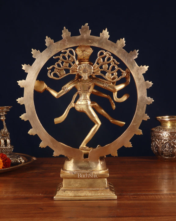 Brass Superfine Nataraja Statue - 11.5" enhanced Sculpture - Budhshiv.com