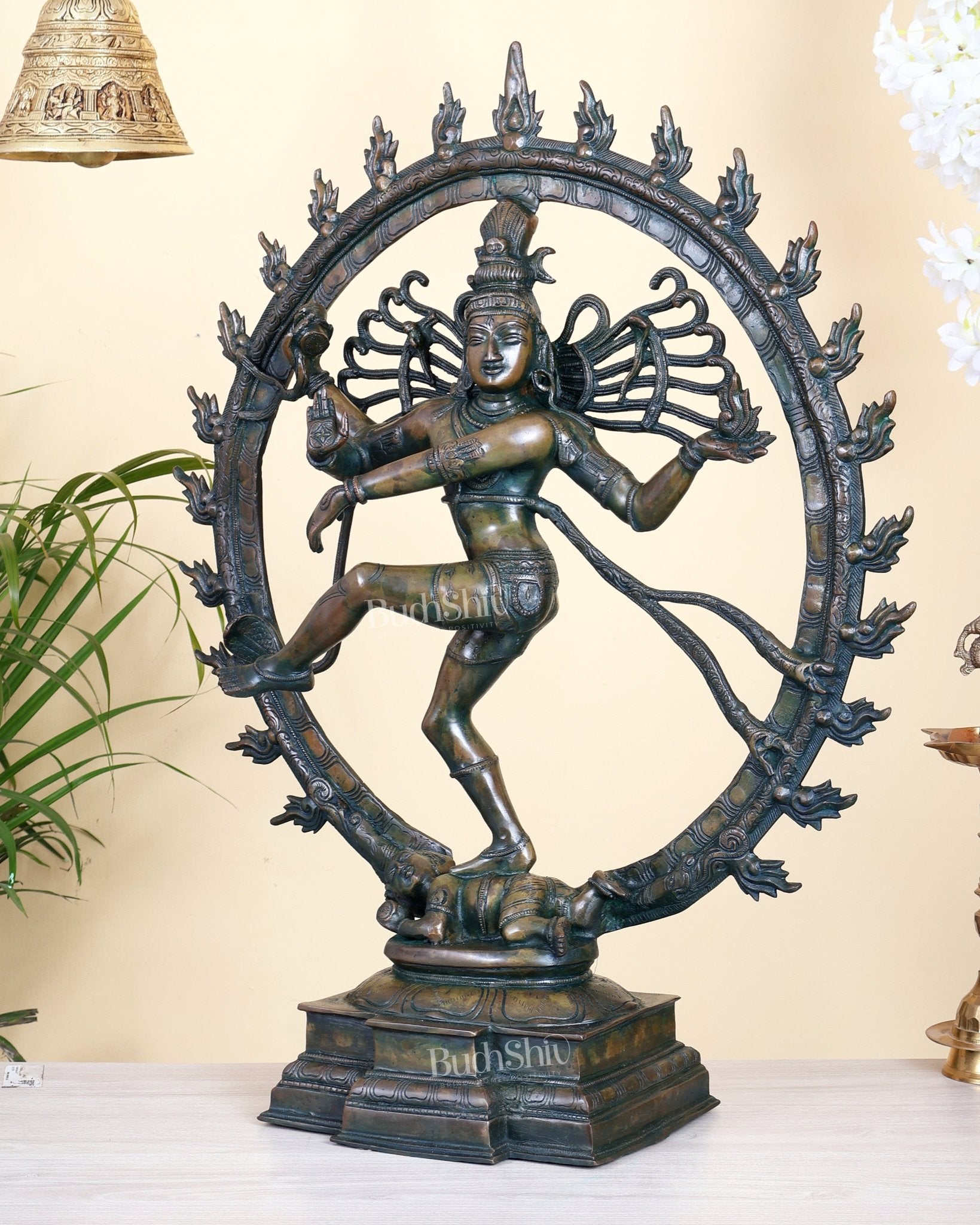 Brass Superfine Nataraja Statue 25" Chola bronze antique tone - Budhshiv.com