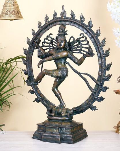 Brass Superfine Nataraja Statue 25" Chola bronze antique tone - Budhshiv.com
