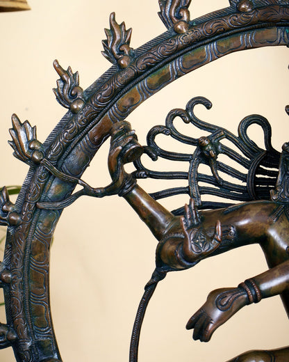 Brass Superfine Nataraja Statue 25" Chola bronze antique tone - Budhshiv.com