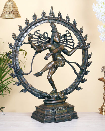 Brass Superfine Nataraja Statue 25" Chola bronze antique tone - Budhshiv.com