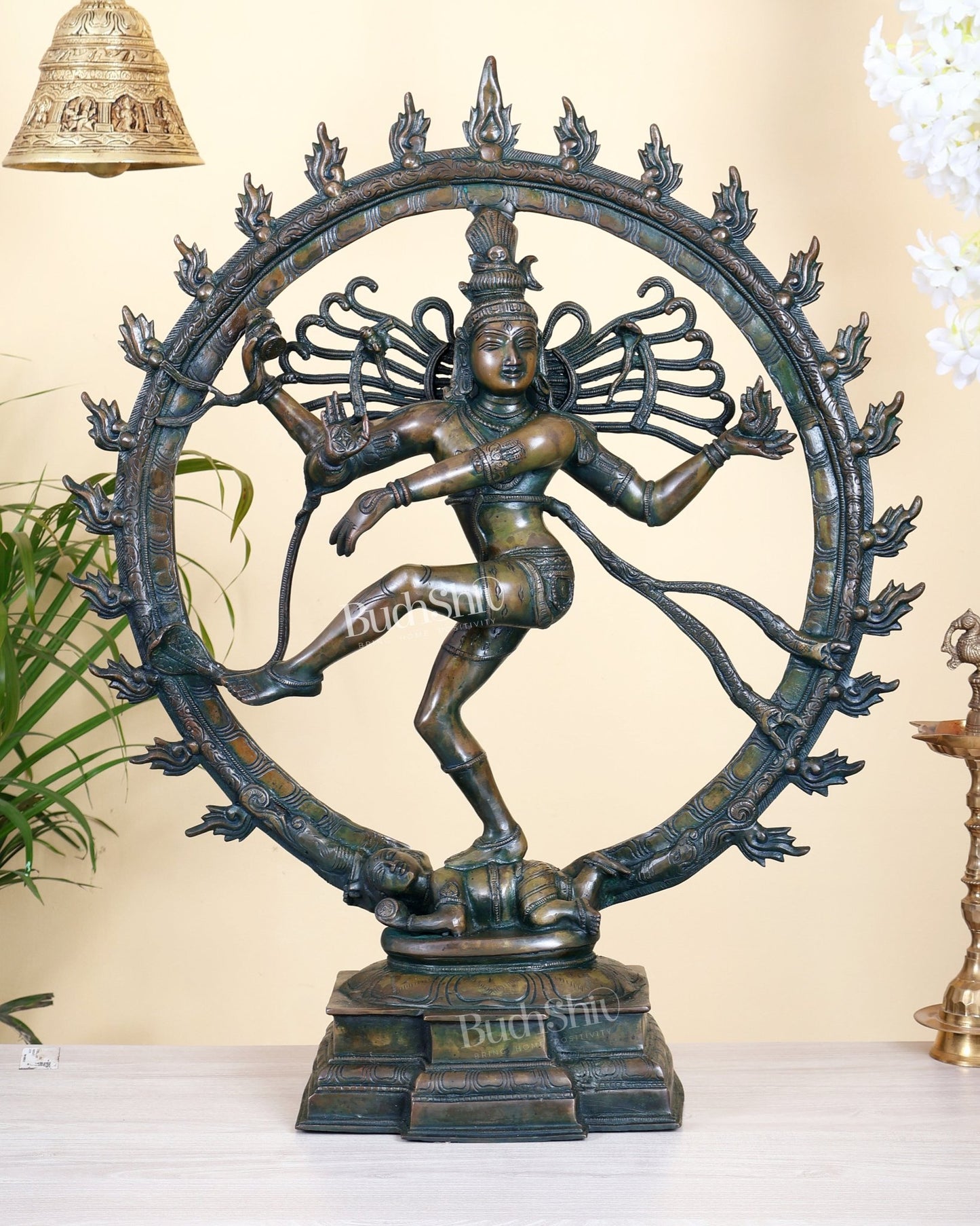 Brass Superfine Nataraja Statue 25" Chola bronze antique tone - Budhshiv.com