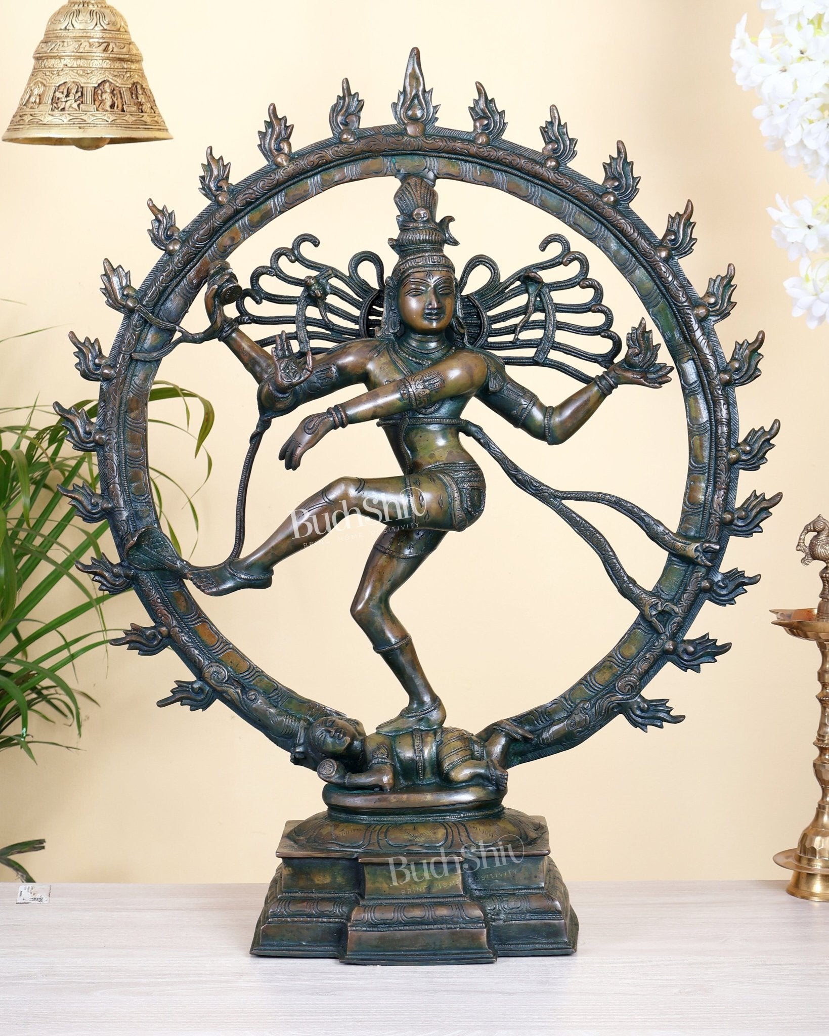 Brass Superfine Nataraja Statue 25" Chola bronze antique tone - Budhshiv.com