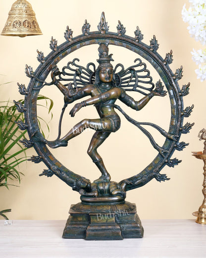 Brass Superfine Nataraja Statue 25" Chola bronze antique tone - Budhshiv.com