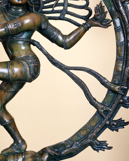 Brass Superfine Nataraja Statue 25" Chola bronze antique tone - Budhshiv.com