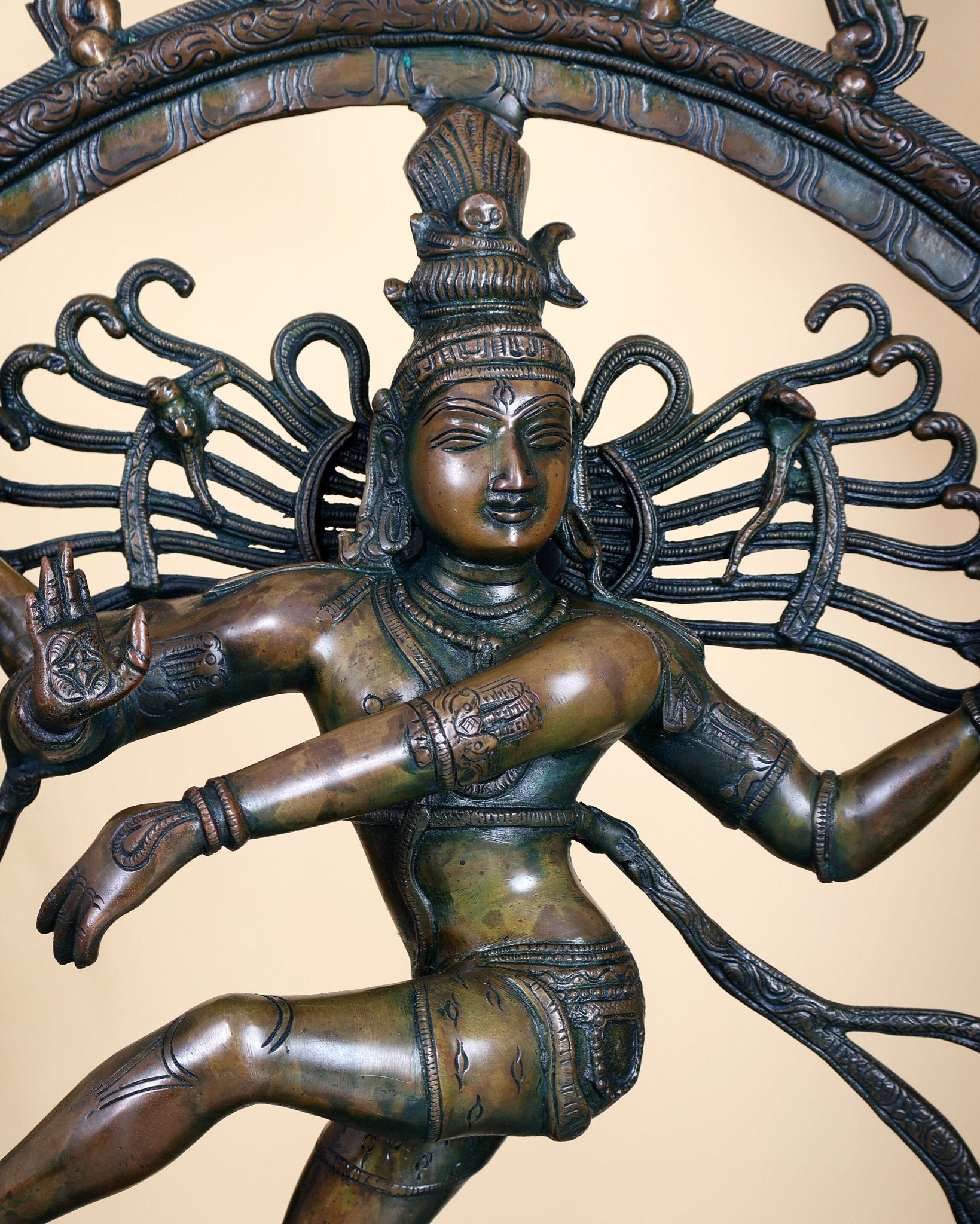 Brass Superfine Nataraja Statue 25" Chola bronze antique tone - Budhshiv.com