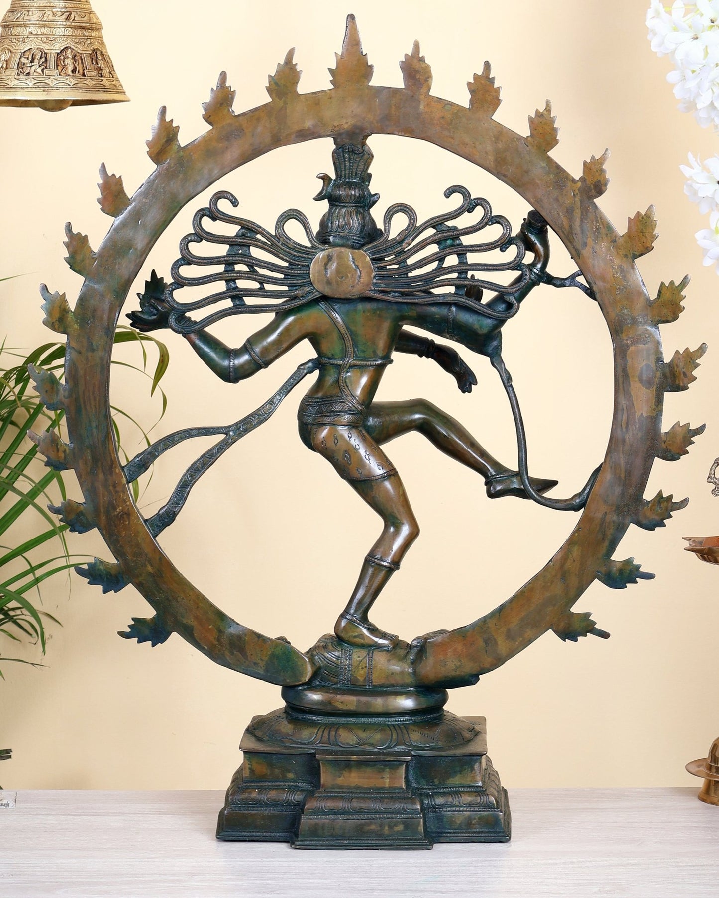 Brass Superfine Nataraja Statue 25" Chola bronze antique tone - Budhshiv.com