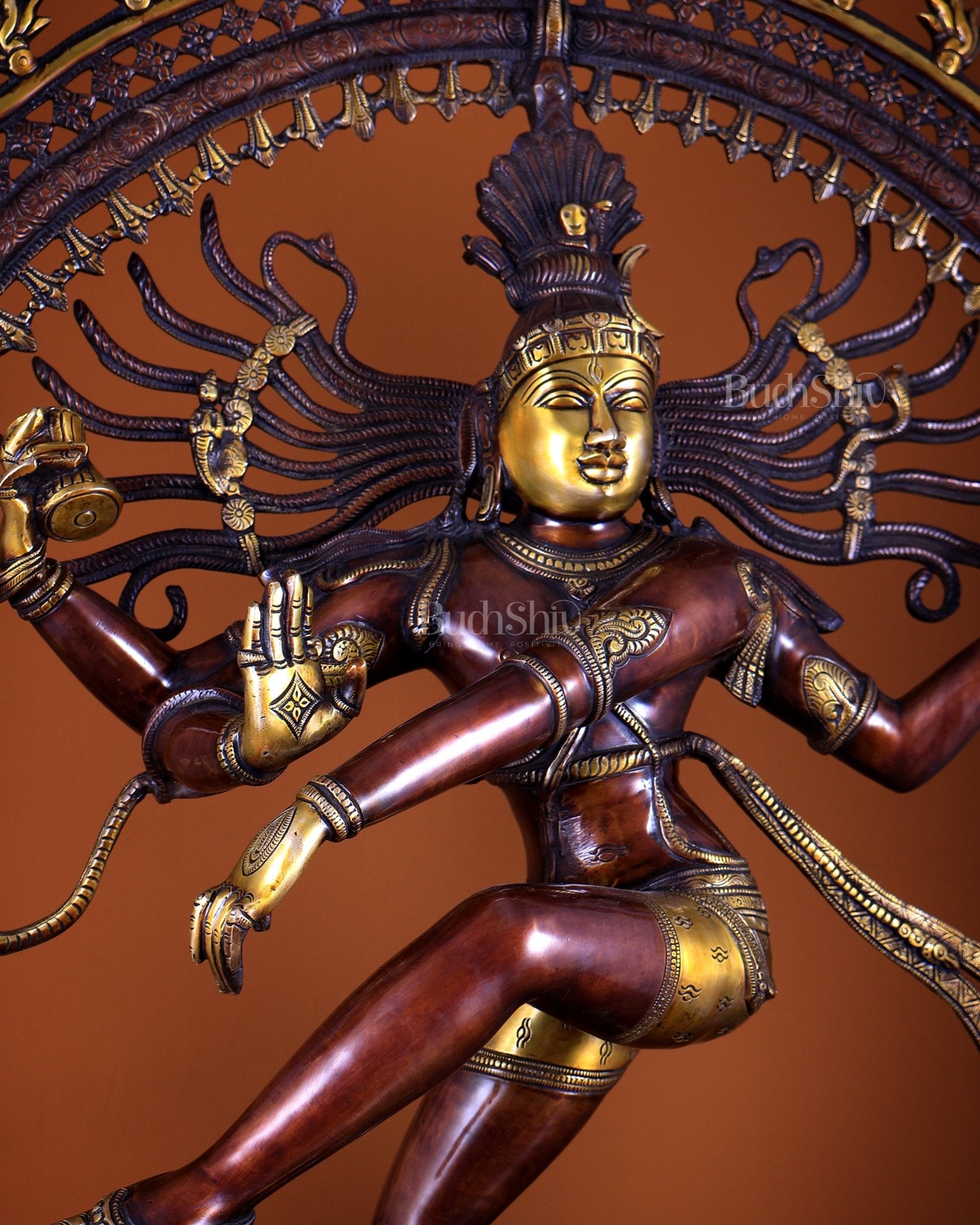 Brass Superfine Nataraja Statue – Double Chola Tone Grand Masterpiece 36 inch - Budhshiv.com