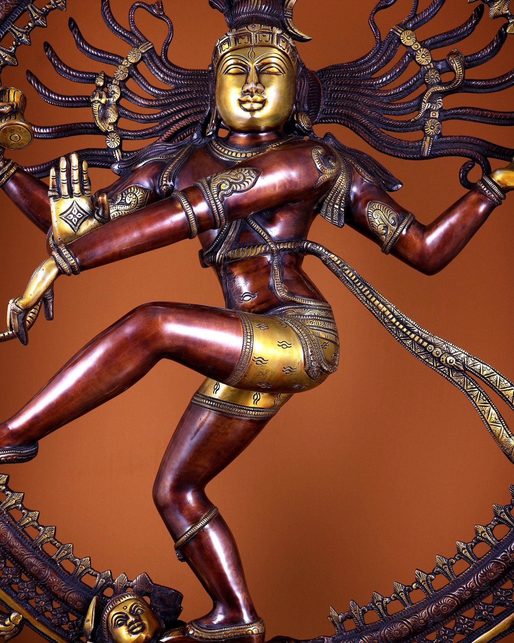 Brass Superfine Nataraja Statue – Double Chola Tone Grand Masterpiece 36 inch - Budhshiv.com