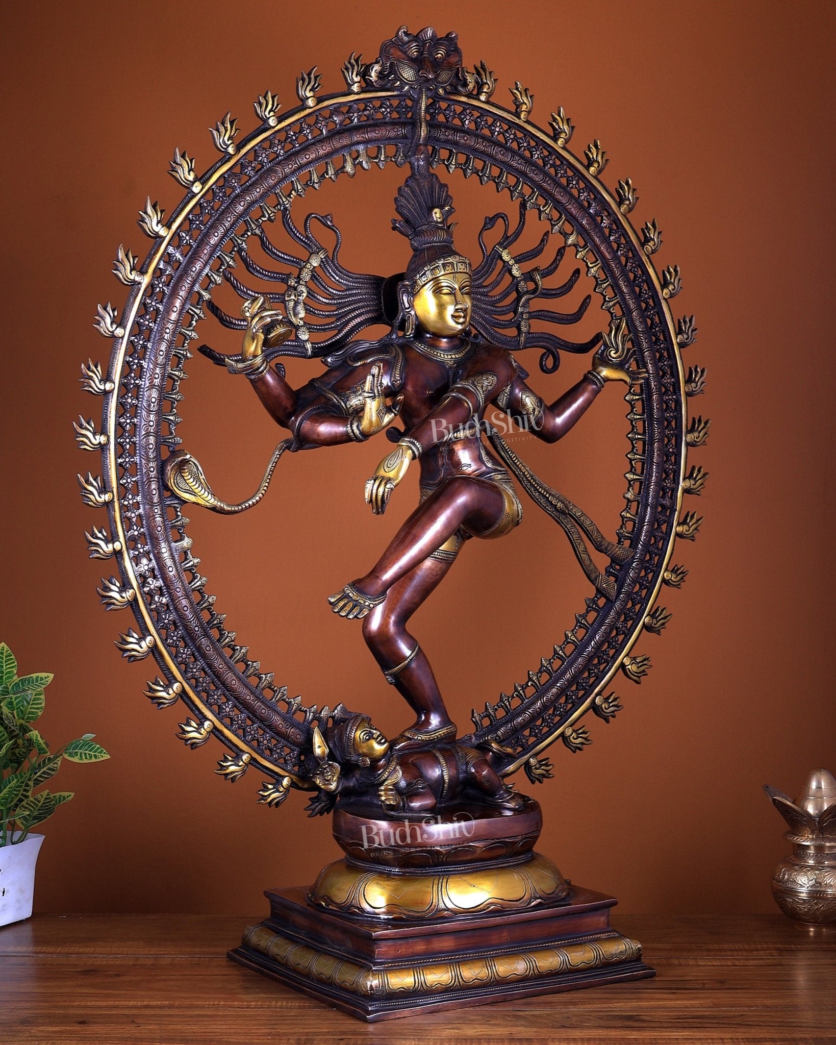 Brass Superfine Nataraja Statue – Double Chola Tone Grand Masterpiece 36 inch - Budhshiv.com