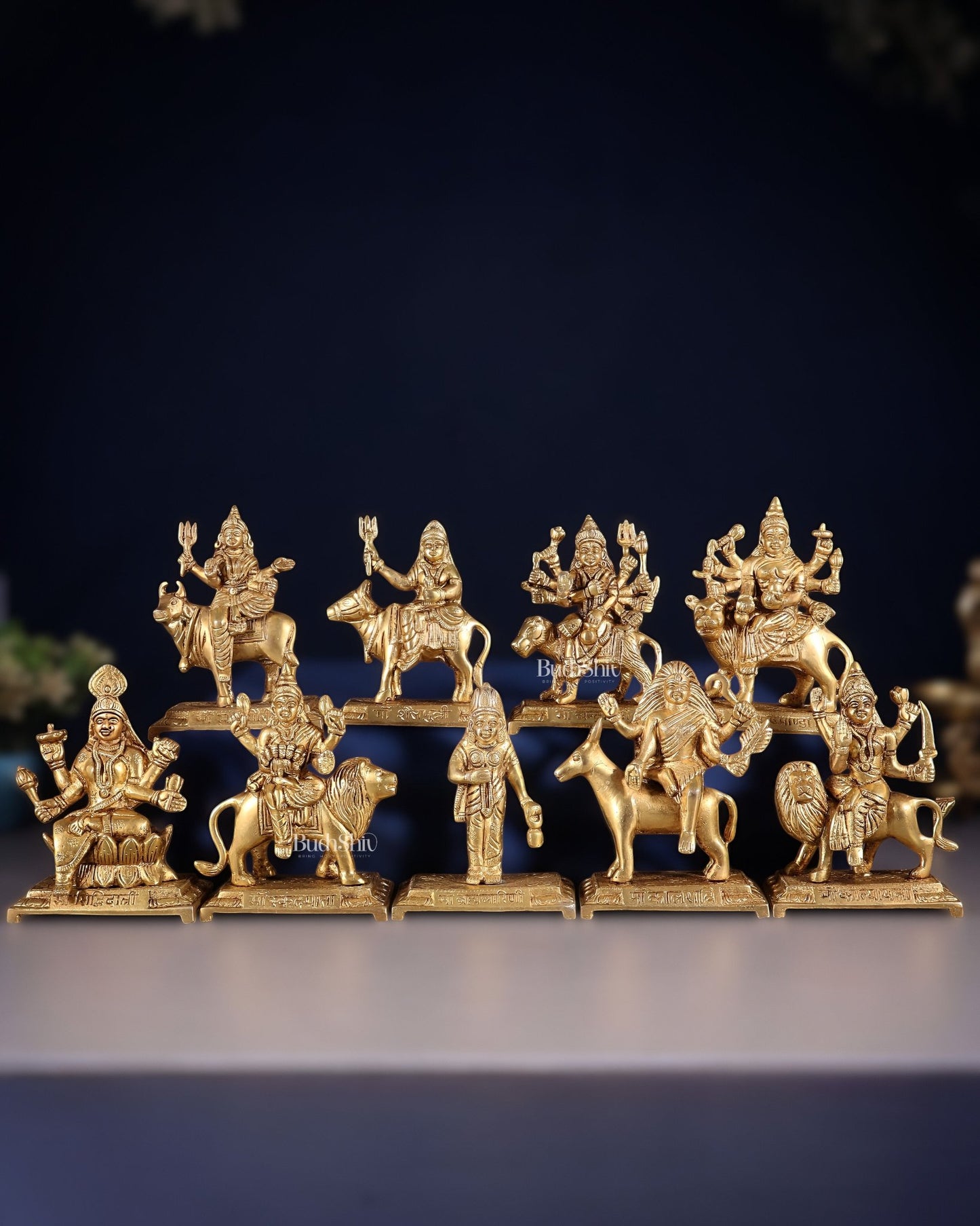 Brass Superfine Navadurga idols Set: 9 Divine Avatars for Daily Navratri Pooja - Budhshiv.com
