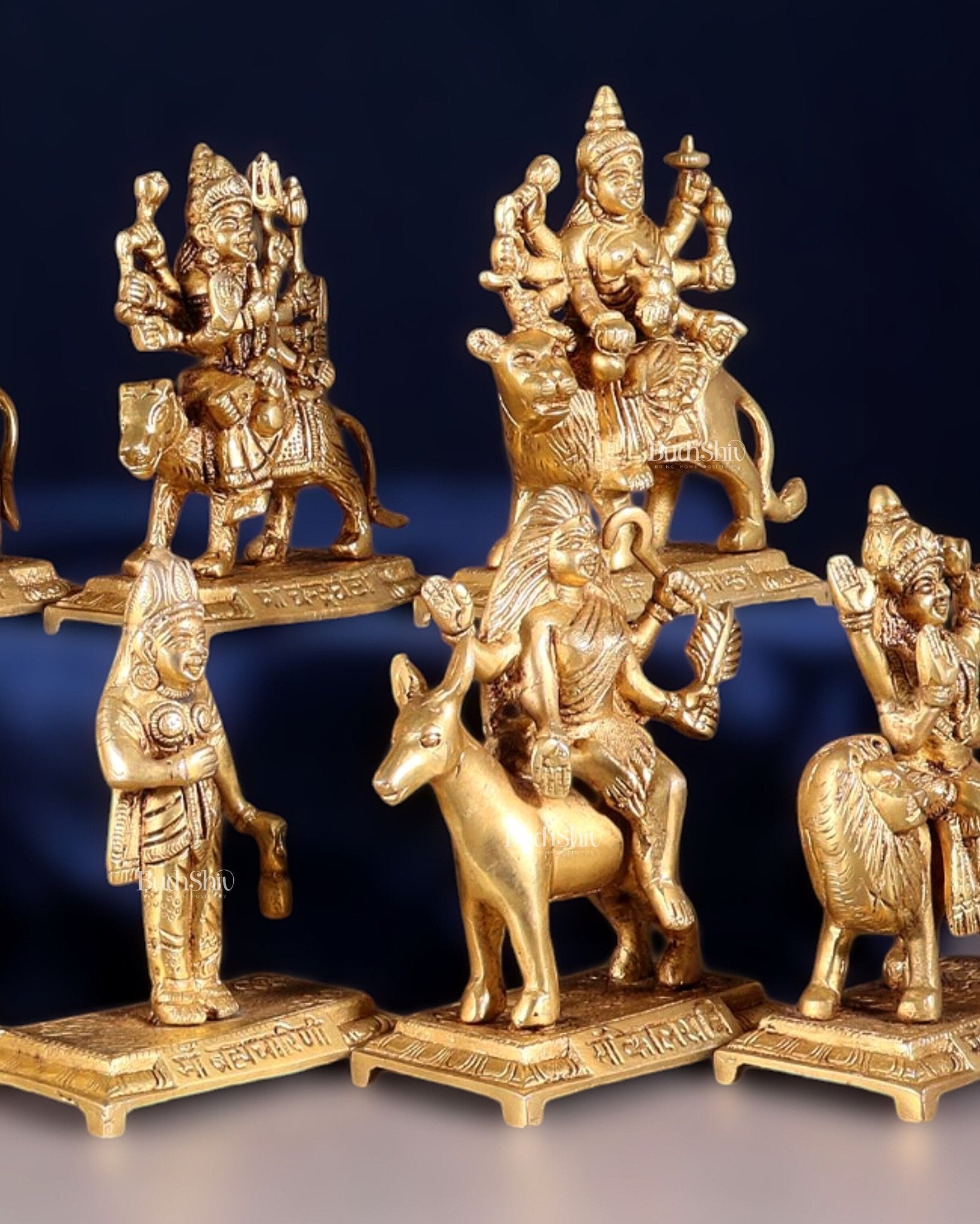 Brass Superfine Navadurga idols Set: 9 Divine Avatars for Daily Navratri Pooja - Budhshiv.com