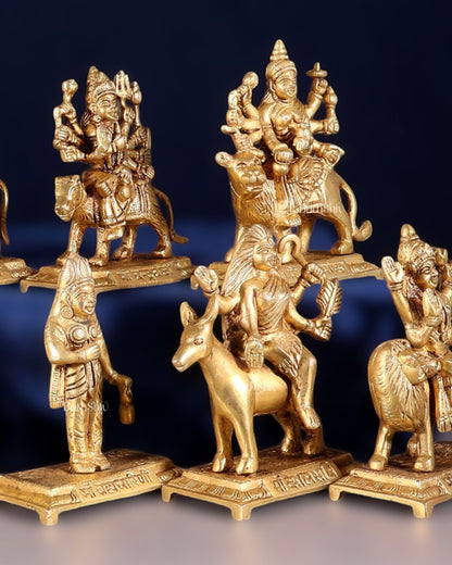 Brass Superfine Navadurga idols Set: 9 Divine Avatars for Daily Navratri Pooja - Budhshiv.com