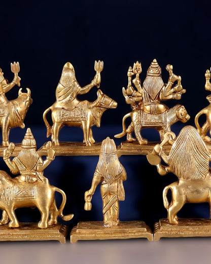Brass Superfine Navadurga idols Set: 9 Divine Avatars for Daily Navratri Pooja - Budhshiv.com