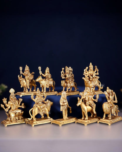 Brass Superfine Navadurga idols Set: 9 Divine Avatars for Daily Navratri Pooja - Budhshiv.com