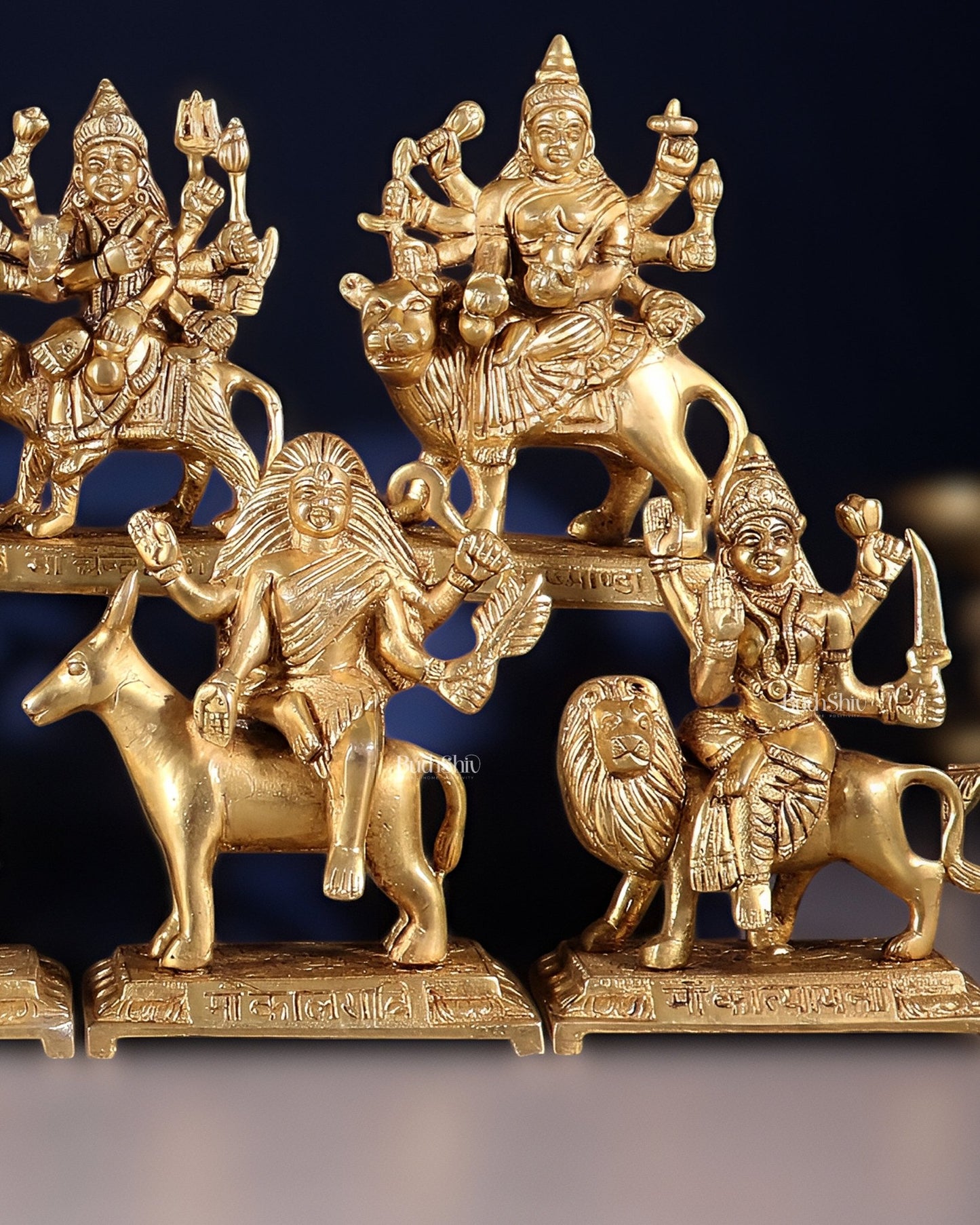 Brass Superfine Navadurga idols Set: 9 Divine Avatars for Daily Navratri Pooja - Budhshiv.com
