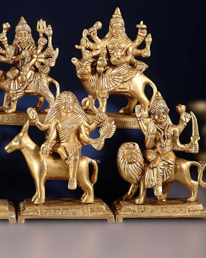 Brass Superfine Navadurga idols Set: 9 Divine Avatars for Daily Navratri Pooja - Budhshiv.com