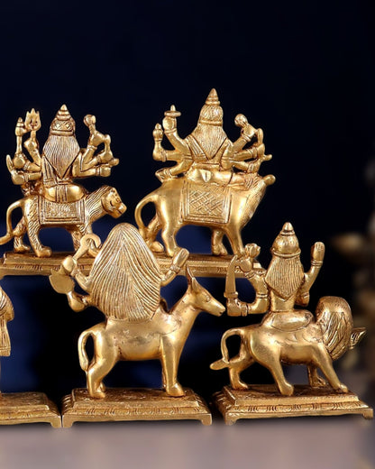 Brass Superfine Navadurga idols Set: 9 Divine Avatars for Daily Navratri Pooja - Budhshiv.com