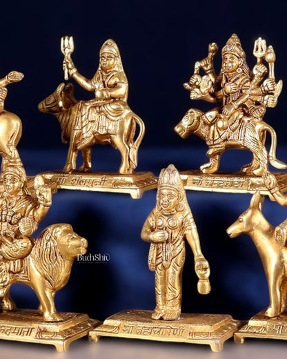 Brass Superfine Navadurga idols Set: 9 Divine Avatars for Daily Navratri Pooja - Budhshiv.com