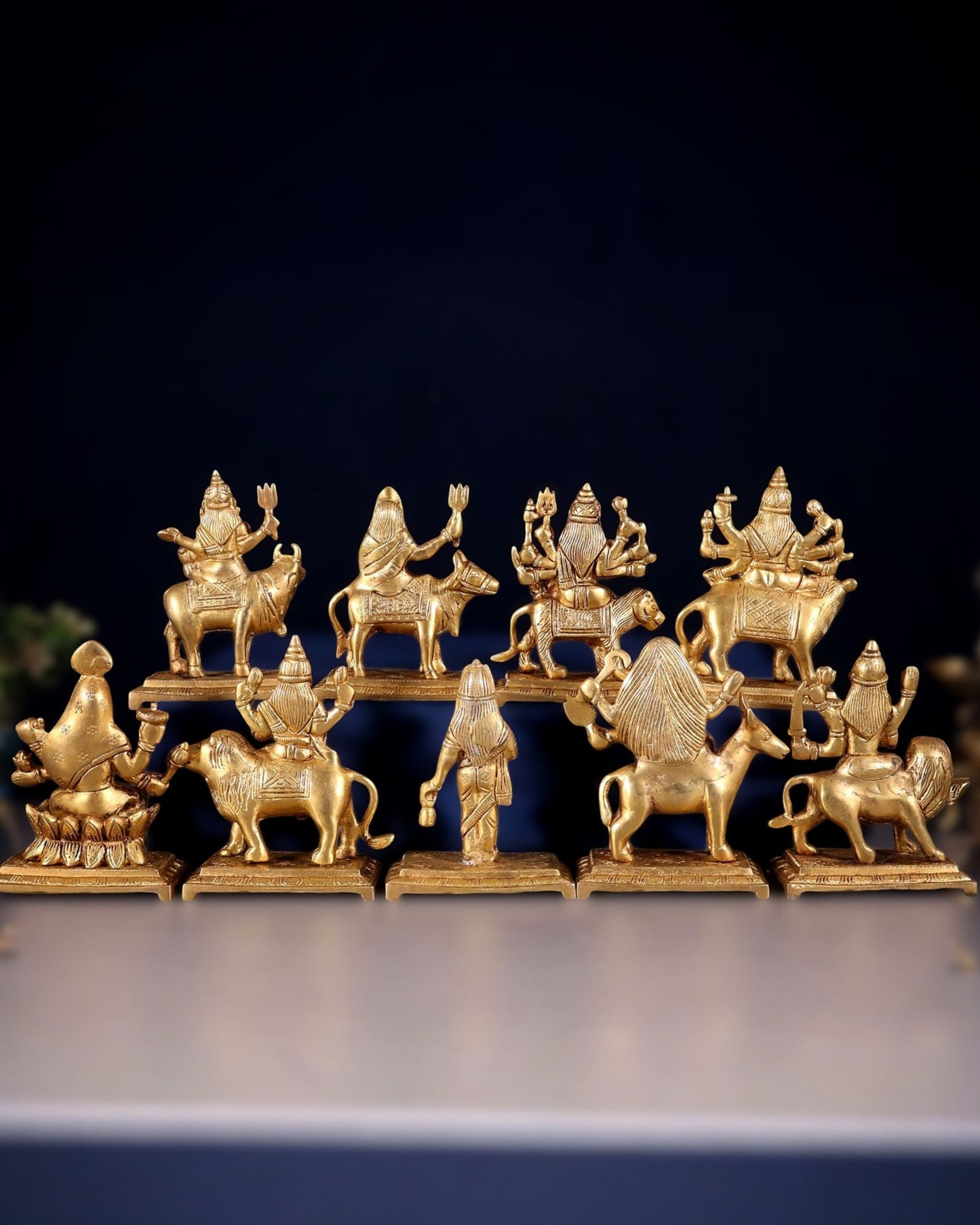 Brass Superfine Navadurga idols Set: 9 Divine Avatars for Daily Navratri Pooja - Budhshiv.com