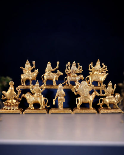 Brass Superfine Navadurga idols Set: 9 Divine Avatars for Daily Navratri Pooja - Budhshiv.com