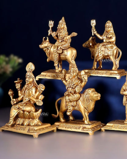 Brass Superfine Navadurga idols Set: 9 Divine Avatars for Daily Navratri Pooja - Budhshiv.com