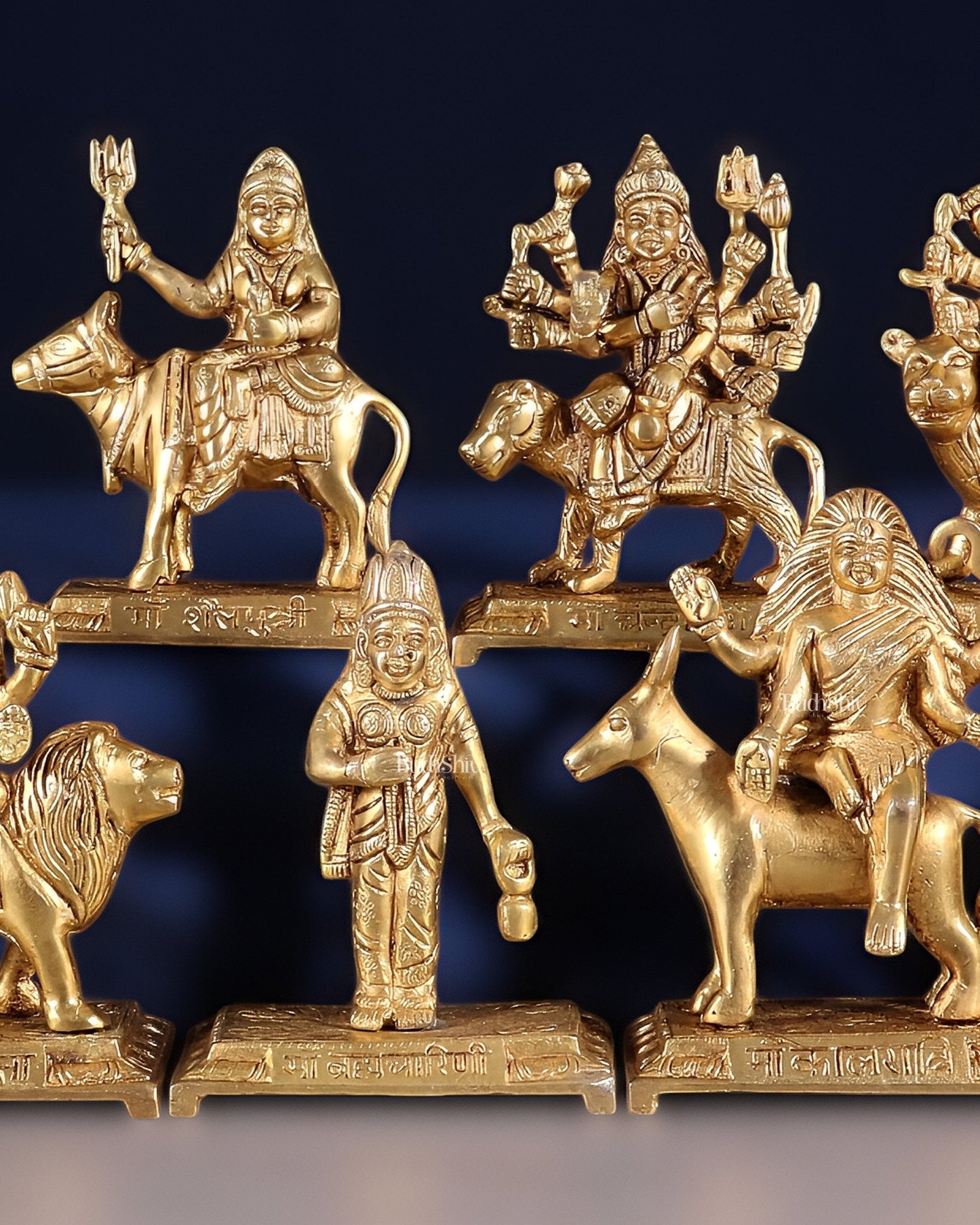 Brass Superfine Navadurga idols Set: 9 Divine Avatars for Daily Navratri Pooja - Budhshiv.com