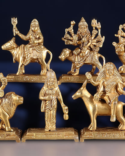 Brass Superfine Navadurga idols Set: 9 Divine Avatars for Daily Navratri Pooja - Budhshiv.com