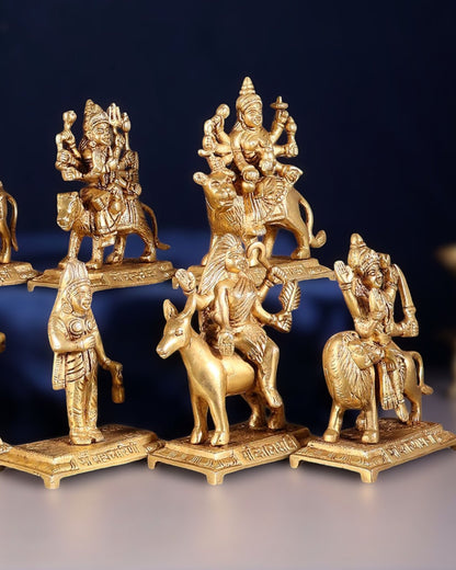 Brass Superfine Navadurga idols Set: 9 Divine Avatars for Daily Navratri Pooja - Budhshiv.com