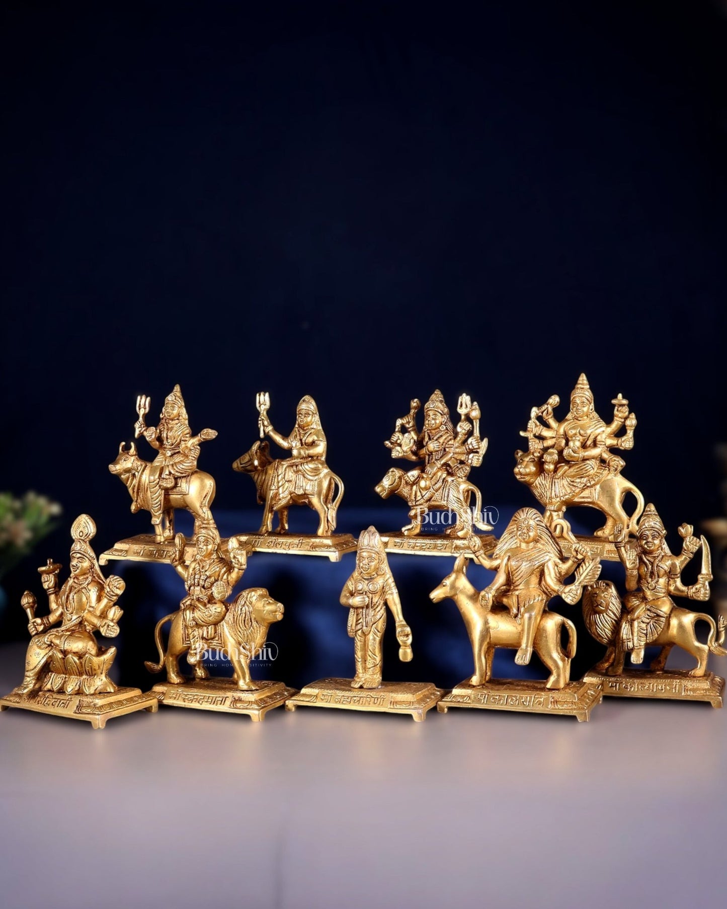 Brass Superfine Navadurga idols Set: 9 Divine Avatars for Daily Navratri Pooja - Budhshiv.com