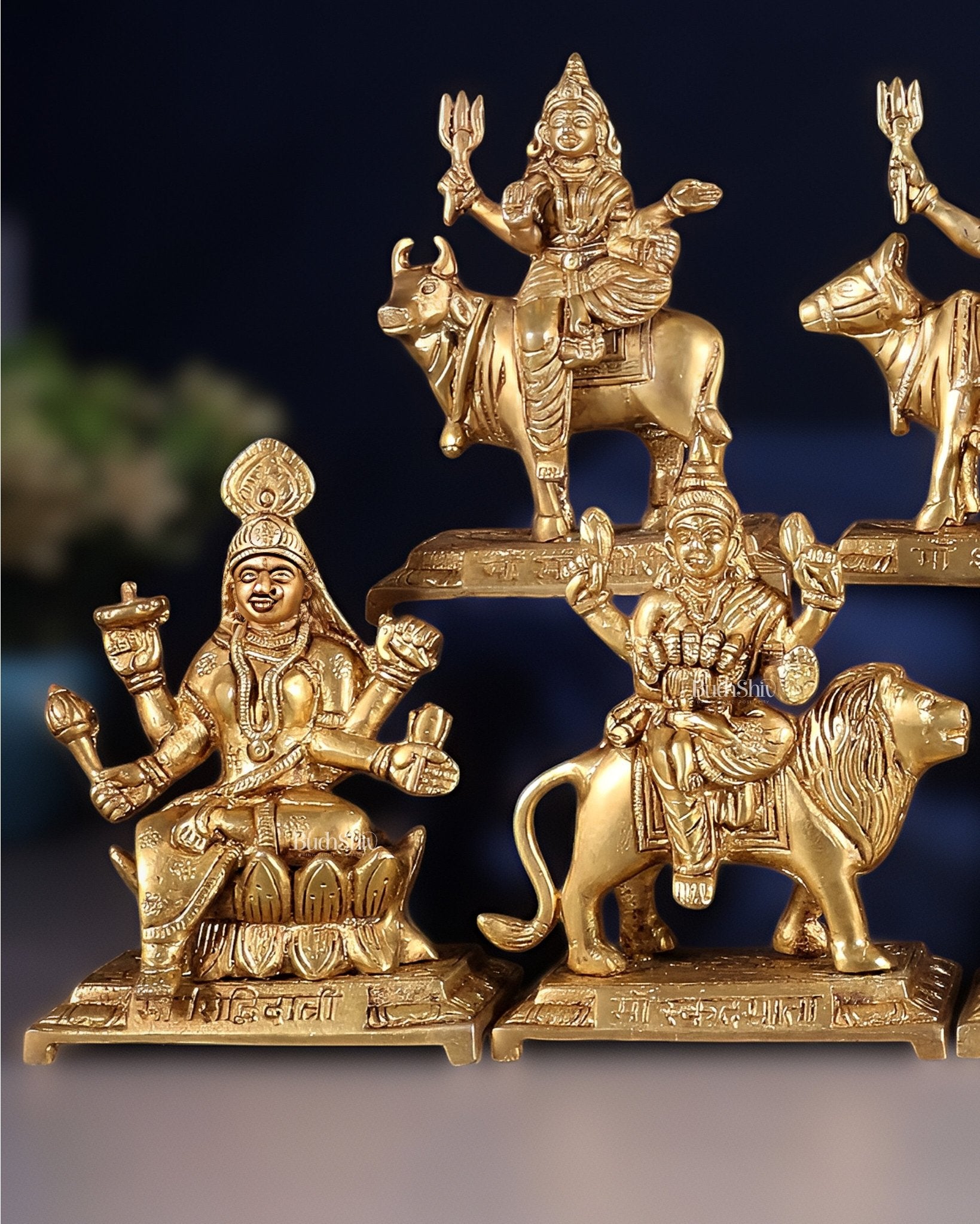 Brass Superfine Navadurga idols Set: 9 Divine Avatars for Daily Navratri Pooja - Budhshiv.com