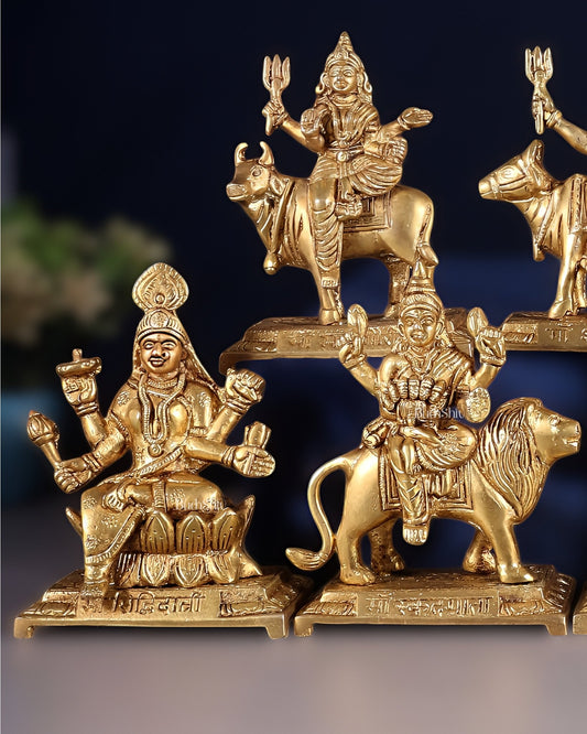 Brass Superfine Navadurga idols Set: 9 Divine Avatars for Daily Navratri Pooja - Budhshiv.com