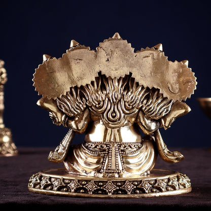 Brass Superfine Panchmukhi Ganesha Idol – Five - Headed Ganesha, 4.2" - Budhshiv.com