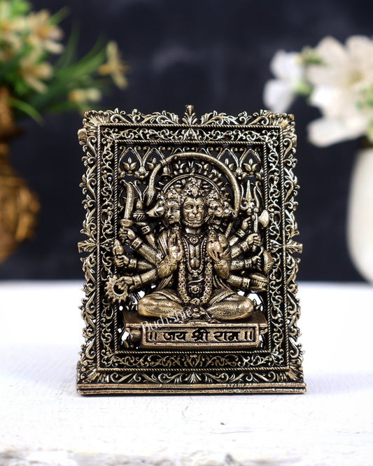 Brass Superfine Panchmukhi Hanuman Car Dashboard Idol (3 Inches) - Budhshiv.com