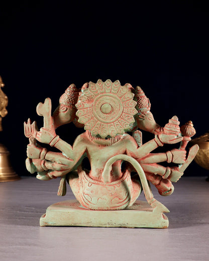 Brass Superfine Panchmukhi Hanuman idol 6 inch green tone - Budhshiv.com