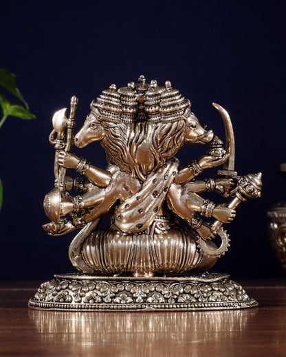 Brass Superfine Panchmukhi Hanuman Idol | Cross - Legged Pose - Budhshiv.com