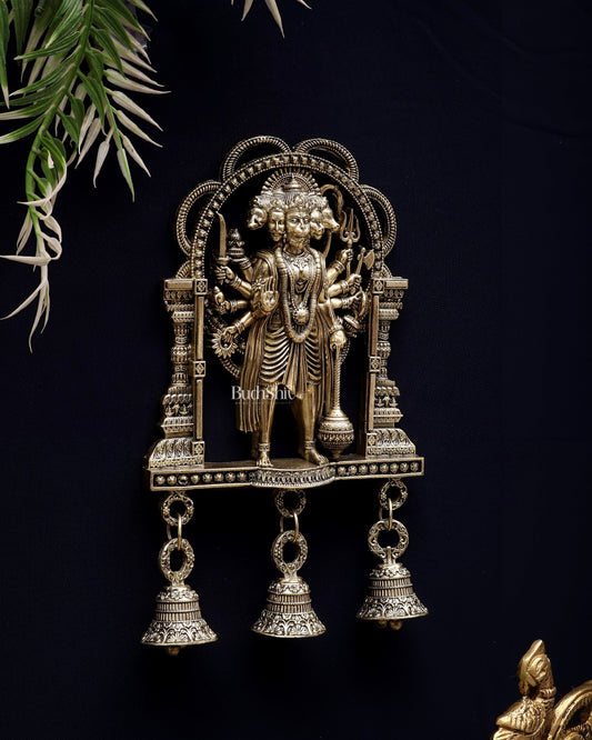 Brass Superfine Panchmukhi Hanuman Wall Hanging 7.5" - Budhshiv.com
