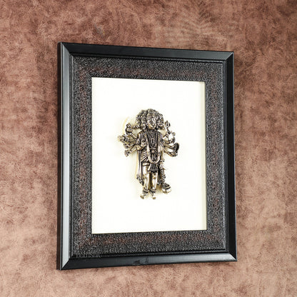 Brass Superfine Panchmukhi Hanuman Wall Hanging with wooden frame – 9.5 Inch - Budhshiv.com