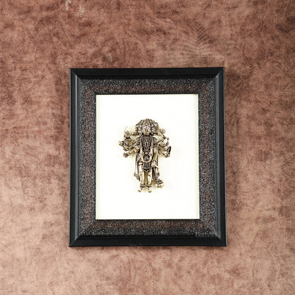 Brass Superfine Panchmukhi Hanuman Wall Hanging with wooden frame – 9.5 Inch - Budhshiv.com