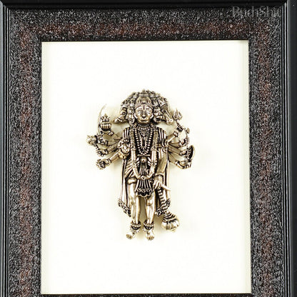 Brass Superfine Panchmukhi Hanuman Wall Hanging with wooden frame – 9.5 Inch - Budhshiv.com