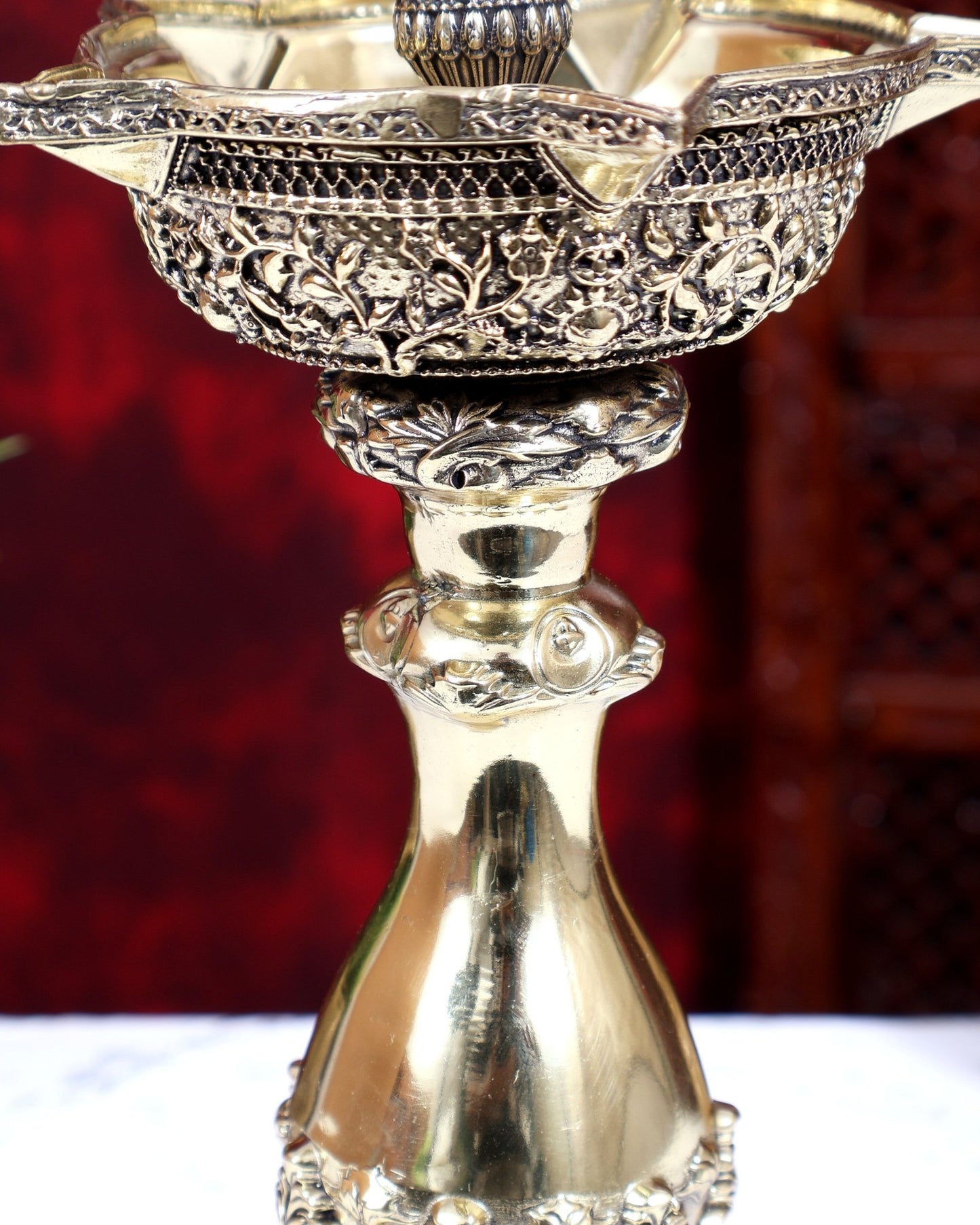 Brass Superfine Peacock Annam Pakshi Diya Oil Lamp | Intricate Carvings | Pure Brass Temple Lamp 12 inch - Budhshiv.com