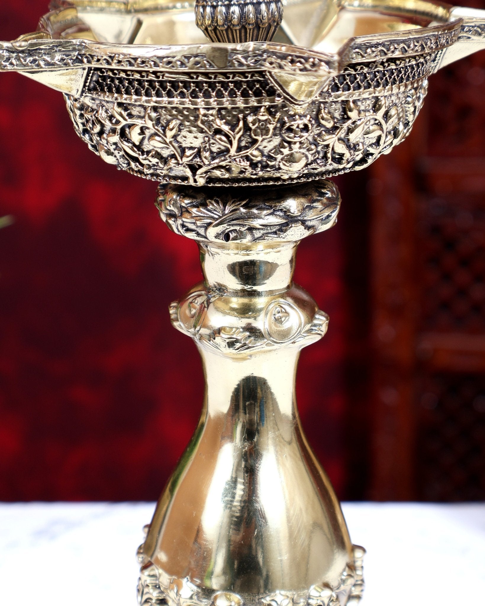 Brass Superfine Peacock Annam Pakshi Diya Oil Lamp | Intricate Carvings | Pure Brass Temple Lamp 12 inch - Budhshiv.com